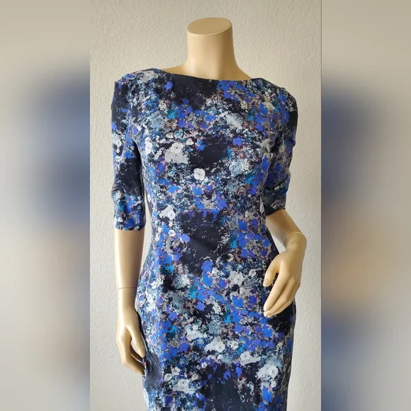 ERDEM MELANIE SCOOPBACK BLUE FLORAL MIDI DRESS US 6 NWOT - Picture 5 of 16